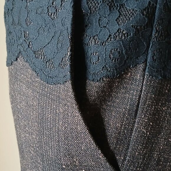 Anthropologie Elevenses The Brighton Preppy Tweed Plaid Lace Trousers Size 12 - Picture 7 of 10
